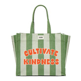 Green Cabana Stripe  | Front Flat Lay Cabana Stripe Carryall
